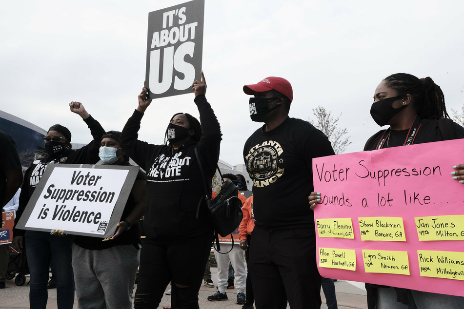 Protesters in Atlanta took to the streets after Georgia passed a restrictive voting law in March.