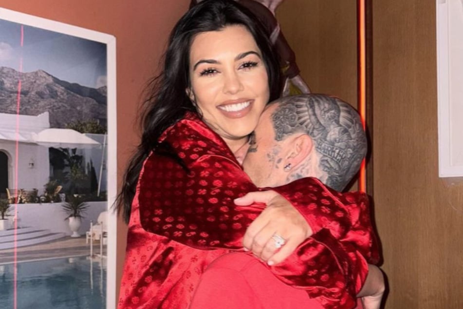 Kourtney Kardashian gave a peek look at her home life with hubby Travis Barker and baby boy Rocky.