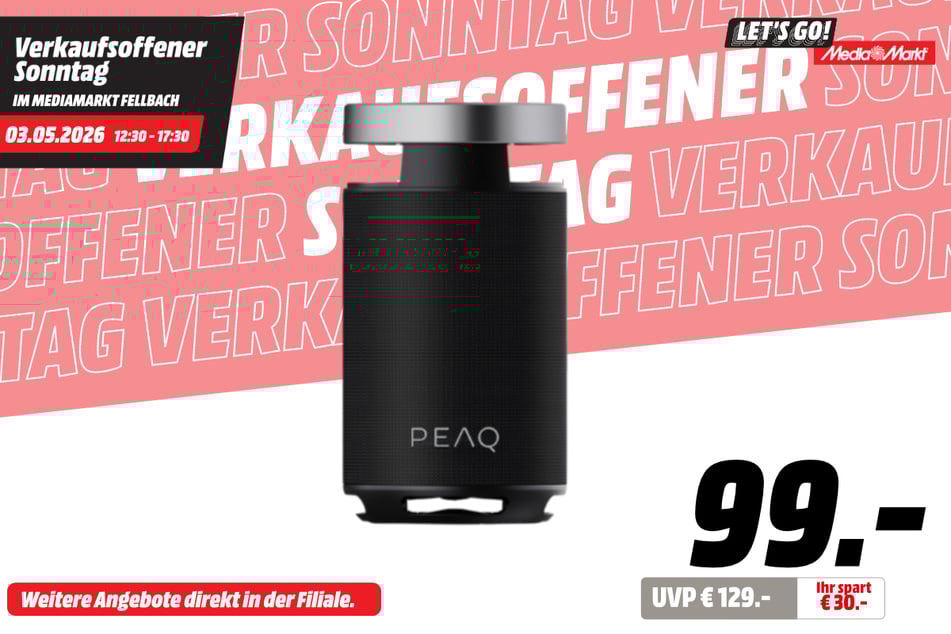 Peaq-Partyspeaker PPS 170 für 99 statt 129 Euro.