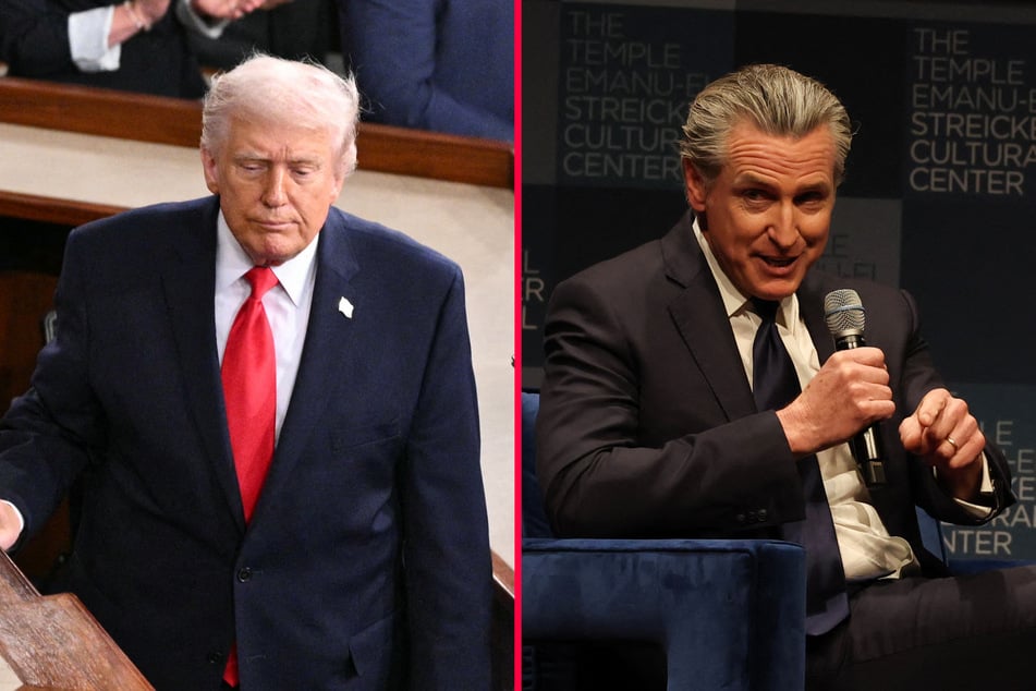 California Governor Gavin Newsom (r.) brutally trolled President Donald Trump over his lengthy and rambling State of the Union address.