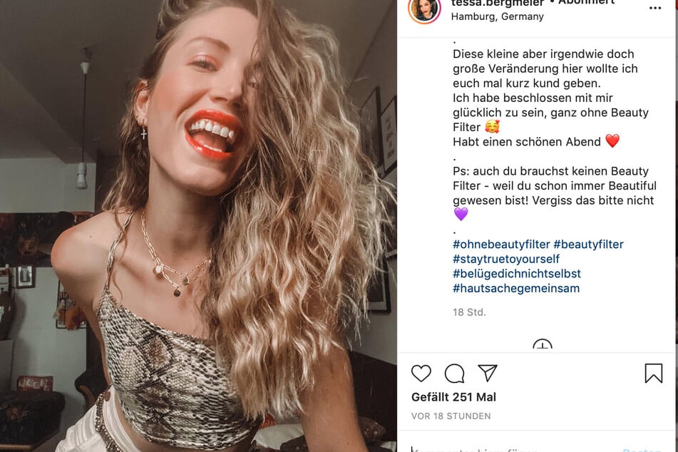 Tessa Bergmeier (31) hat keine Lust mehr auf Beauty-Filter. Auf Make-Up aber schon.