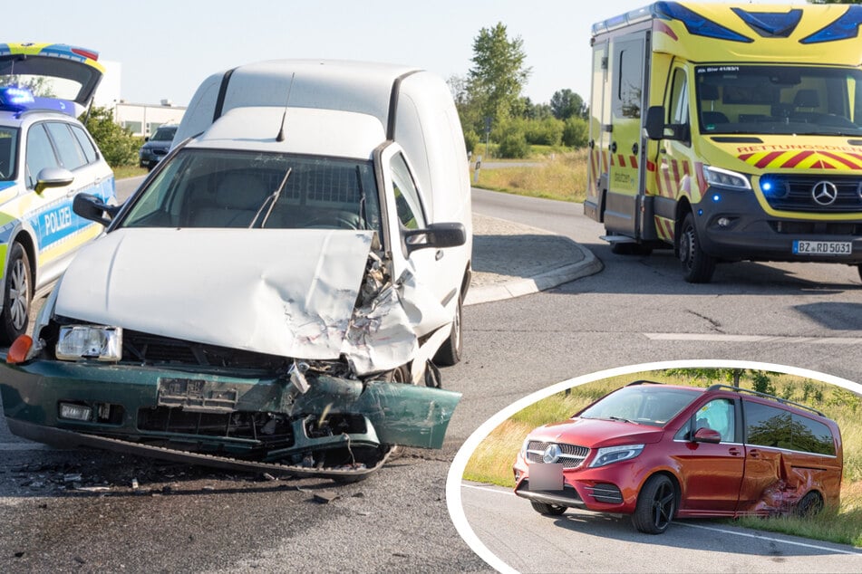 Mercedes-Fahrer übersieht VW Caddy: Zwei Verletzte bei Zusammenstoß
