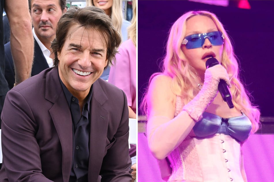 Tom Cruise (l) and Madonna are among several A-listers joining the World Cup final festivities on Sunday.