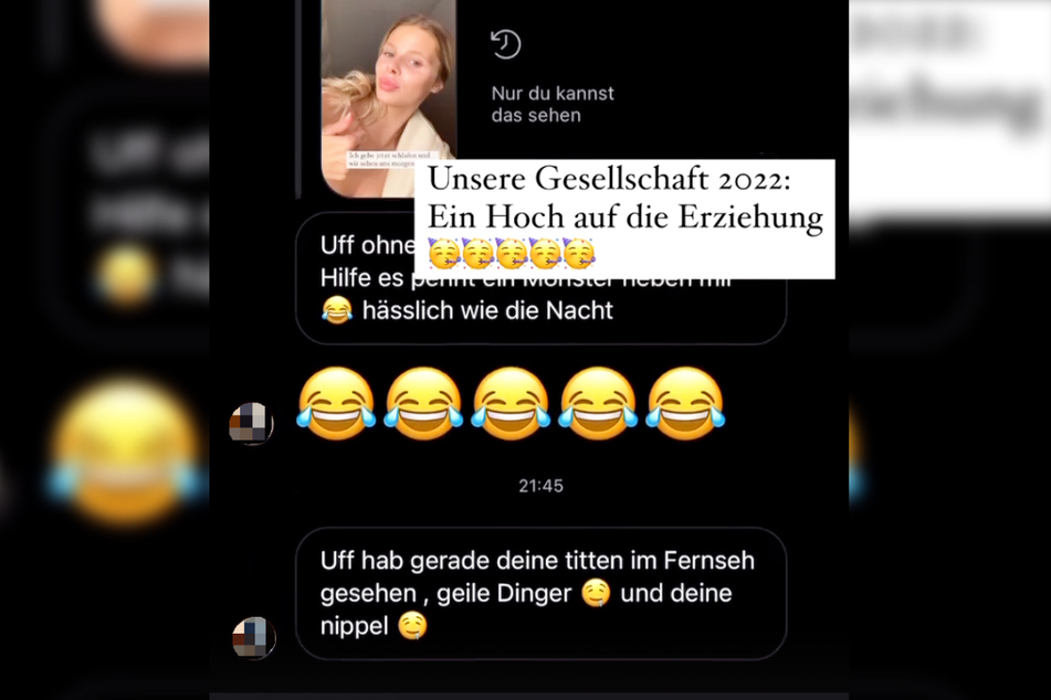 Der Screenshot zeigt die sexistische Beleidigung, welche Larissa Neumann (22) in ihren Instagram-Storys veröffentlichte. Das Profilbild des Autors der dreisten Nachricht wurde von TAG24 nachträglich unkenntlich gemacht.