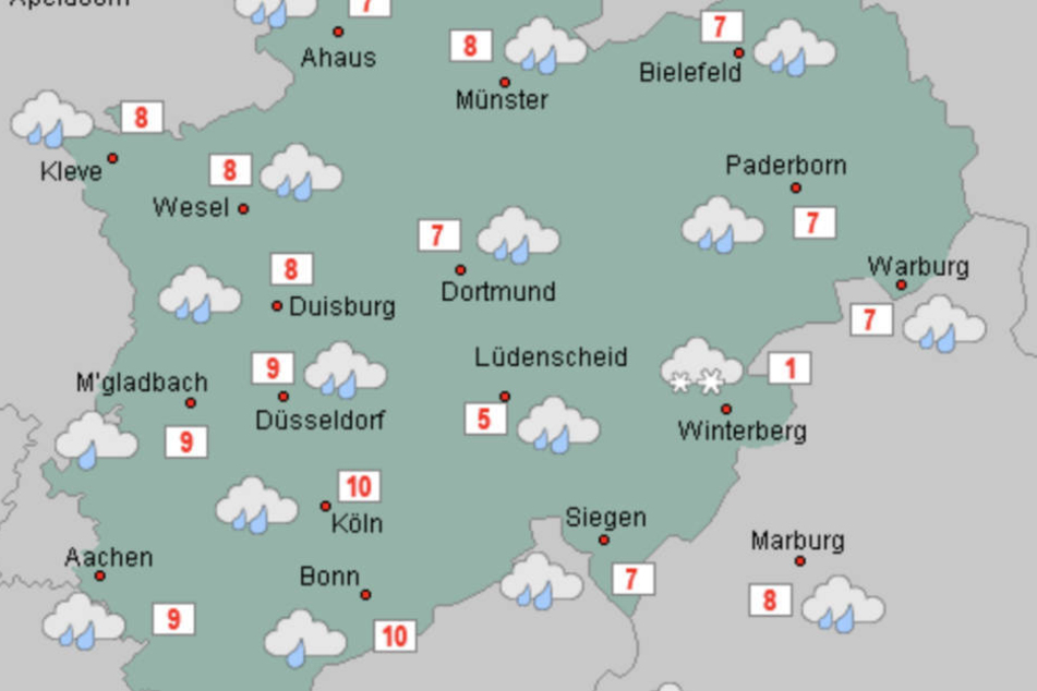 Am Samstag und Sonntag kündigt sich in NRW fieses und kühles Regenwetter an.