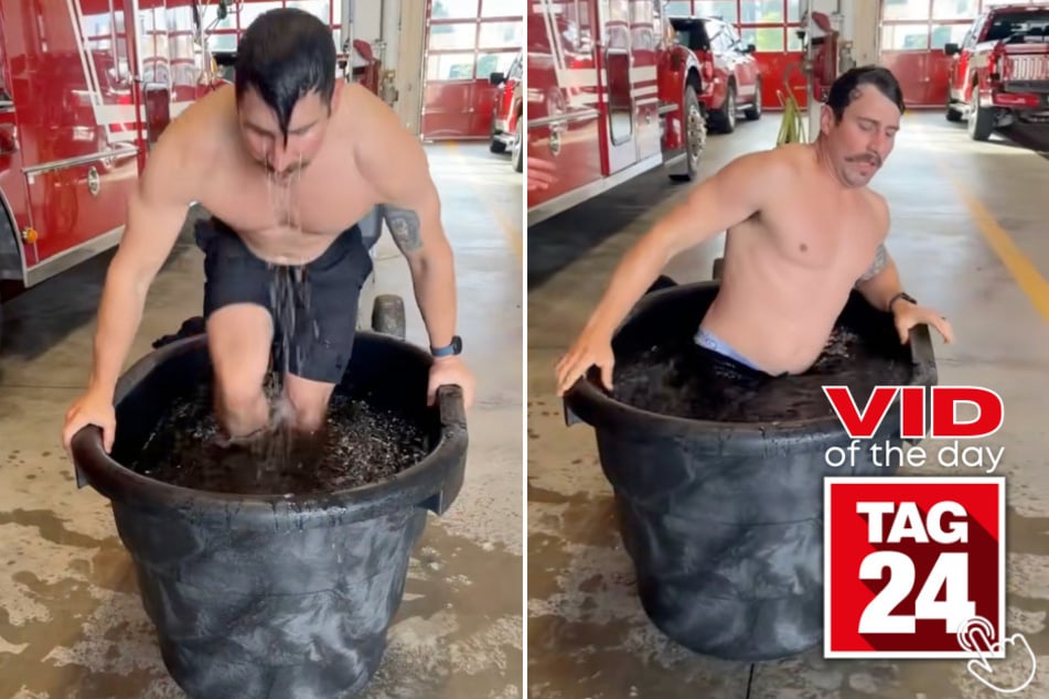 This firefighter's body said nope while trying out an ice bath for the first time.