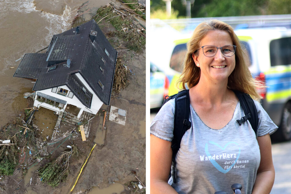 Auf ihrer Spendenwanderung für die Opfer der Flutwasser-Katastrophe im Ahrtal hat Polizistin Sandra Köhler (48) jetzt schon mehr als die Hälfte der Wegstrecke zurückgelegt.