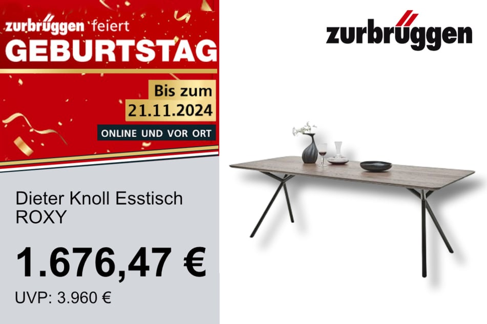 Der Dieter Knoll Esstisch ROXY für 1.676,47 statt 3.960 Euro.