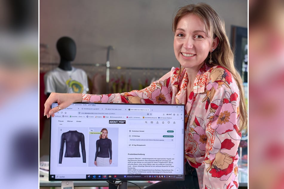 Zwei Oberteile von Sara Linke (33) sind bisher online auf aboutyou.de zu finden.