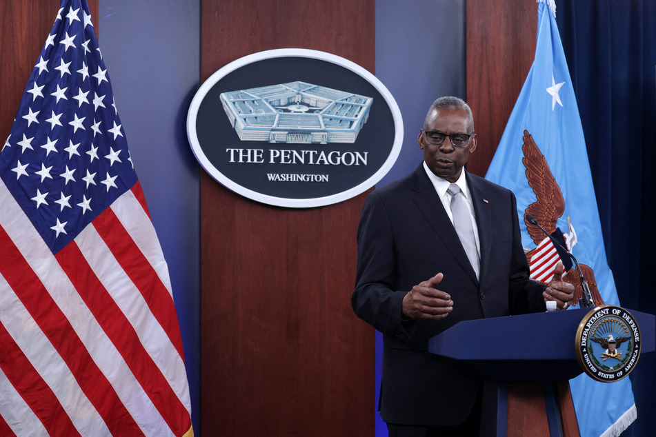 US Secretary of Defense Lloyd Austin speaks during a news conference at the Pentagon on Thursday.