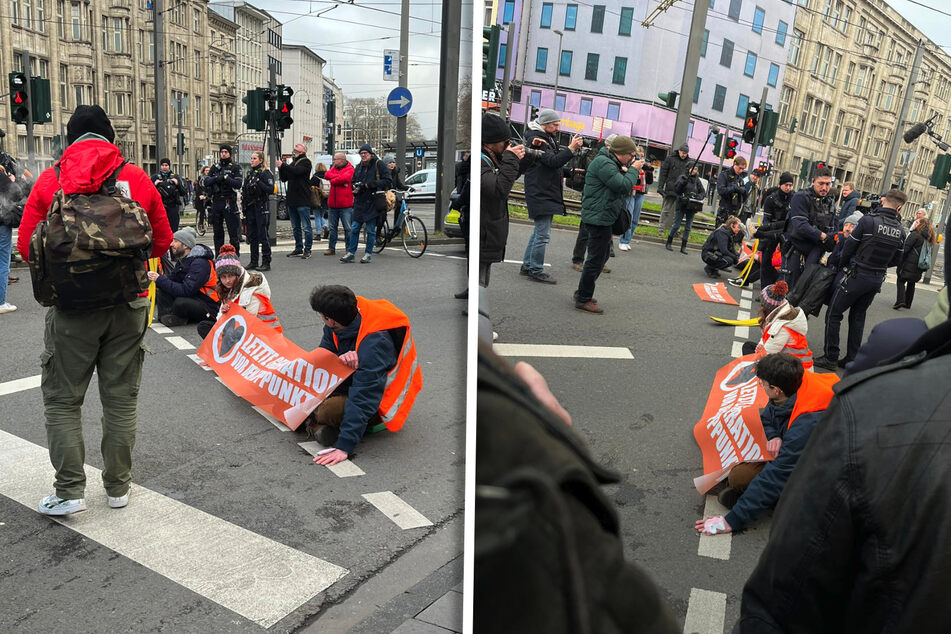 Köln: Klima-Protest in Köln: "Letzte Generation" blockiert den Neumarkt