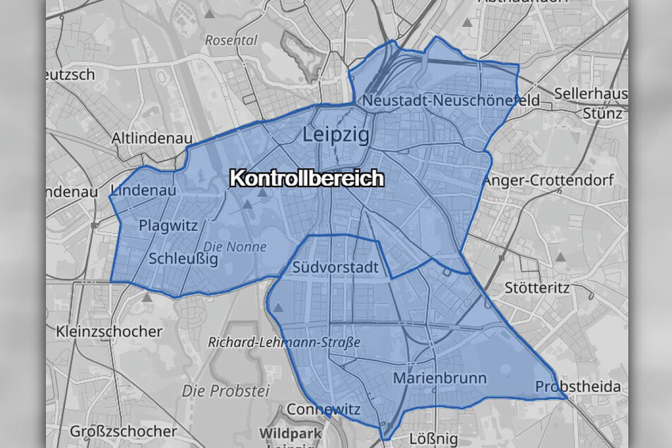 Der für Samstag geplante Kontrollbereich soll die gesamte Leipziger Innenstadt umfassen.