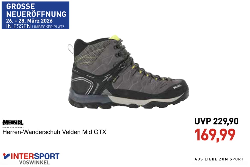 Meindl Velden Mid GTX
für 169,99 statt 229,90 Euro (Herren).