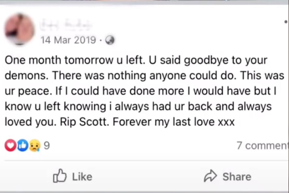Bis heute glaubt Scotts Ex-Freundin, dass die Liebe ihres Lebens gestorben sei.