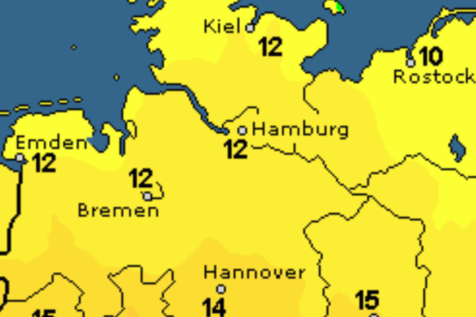 Die Höchsttemperaturen liegen bei 12 Grad.
