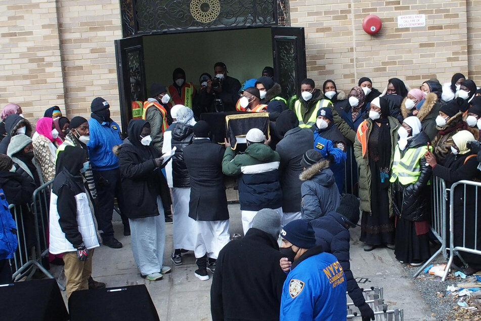 Mourners gathered at the Islamic Cultural Center of the Bronx for the funeral services.