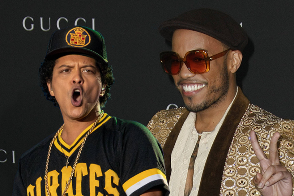 Bruno Mars (l.) and Anderson .Paak (r.) of Silk Sonic will host a 13-show Las Vegas residency at the Dolby Live theater at Park MGM, starting February 25.