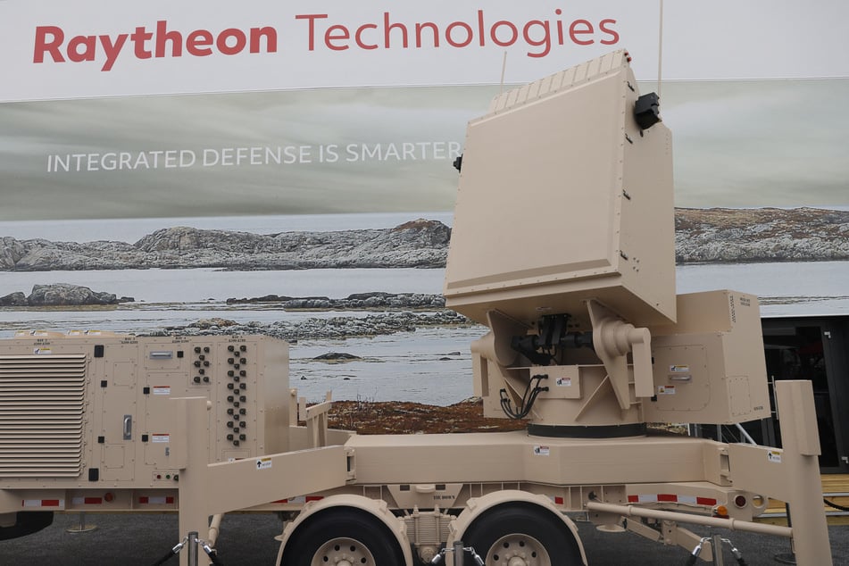 A GoestEye MR, an advanced medium-range air and missile defense radar designed by Raytheon is displayed during the International Paris Air Show at the Paris–Le Bourget Airport, on June 20, 2023.