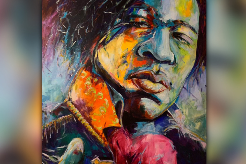 Ebenso hat Jaroma den Gitarrist Jimi Hendrix gemalt.