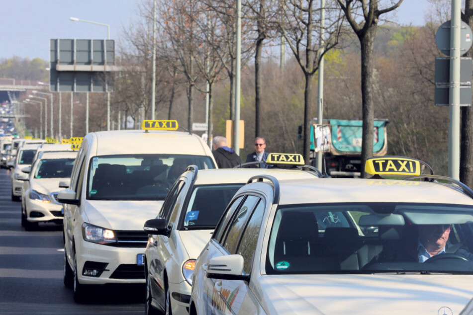 Bereits 2019 demonstrierten die Taxifahrer in Dresden.