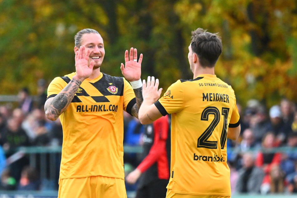 Brachten Dynamo Dresden in der ersten Hälfte auf Erfolgskurs: Manuel Schäffler (l.) und Robin Meißner.