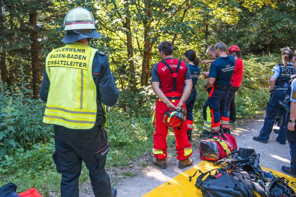 Um Vater und Sohn vom Baum zu holen, musste die Feuerwehr mit ihren Höhenrettern anrücken.