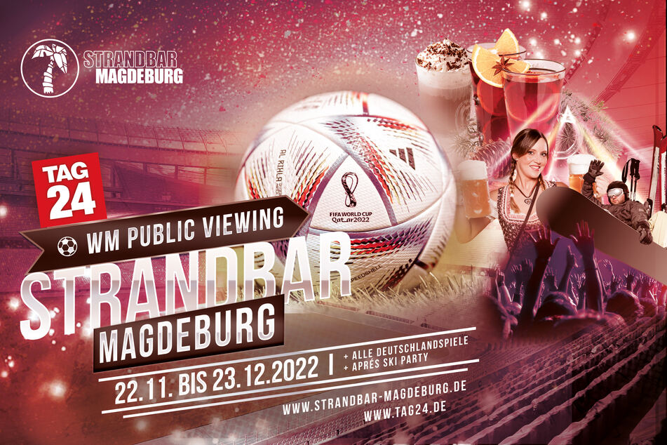 Ab 22. November überträgt TAG24 die WM mit einem Public-Viewing-Event an der Strandbar Magdeburg. Kommt vorbei!