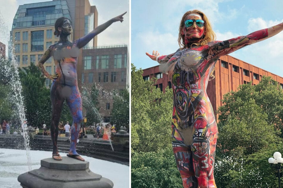 Nude female models proudly showed off their body art in Manhattan during the 8th annual Body Painting Day.