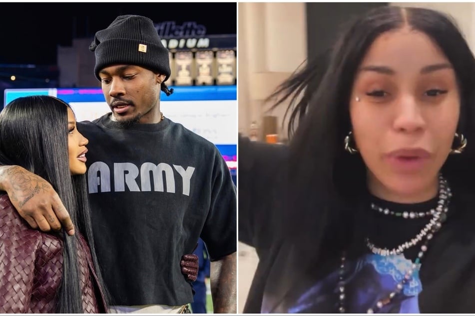 Cardi B celebrated Stefon Diggs' (c.) playoff win with the New England Patriots on Sunday night.