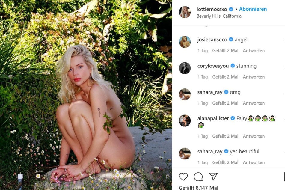 Lottie Moss poses nude on her Insta account.