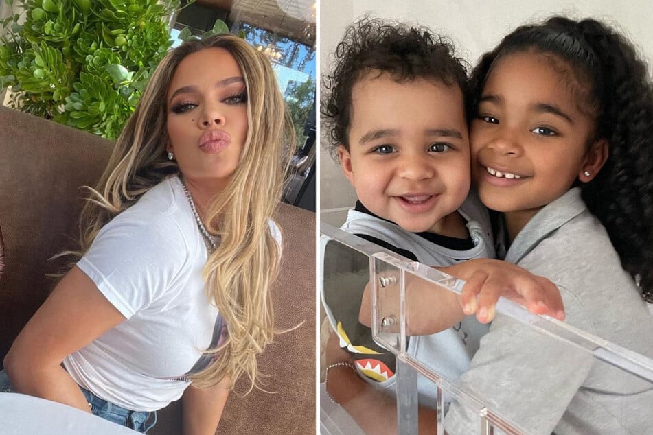Khloé Kardashian shared an adorable new photo of her two children, Tatum and True (r.), on Instagram.