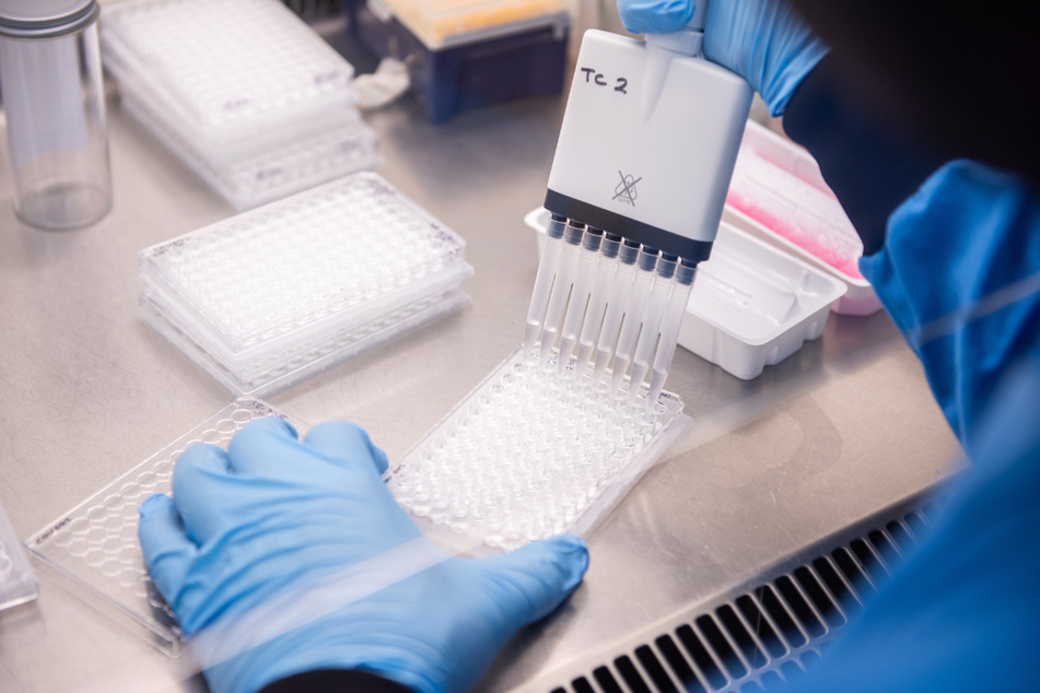 Ein Forscher arbeitet in einem Labor an dem von AstraZeneca und der Universität Oxford entwickelten Coronavirus-Impfstoff.