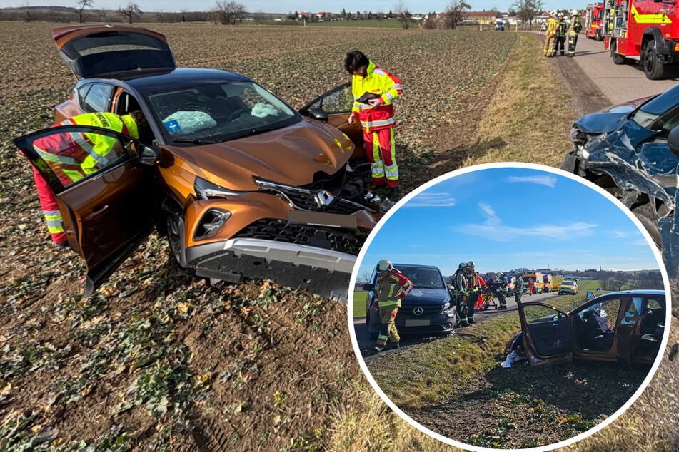 Kleintransporter rammt Renault im Gegenverkehr: Zwei Verletzte nach böser Kollision
