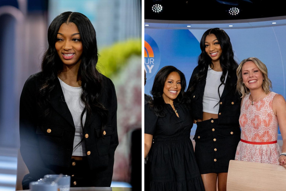 Angel Reese's (l.) Today Show appearance has the internet buzzing after she wore a stunning black tweed set from Fashion Nova!