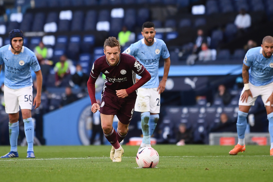 Jamie Vardy ging im Spiel gegen Manchester City voran und erzielte drei Treffer.