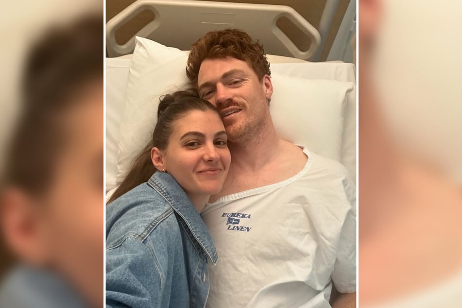 After his skull fracture, Gary Rohan greeted the fans from his sickbed together with his wife Madi (30) - just one week later he was back on the pitch.