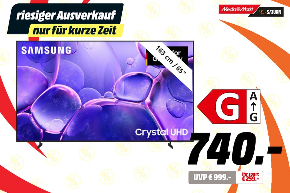 65-Zoll Samsung-Fernseher für 740 statt 999 Euro.