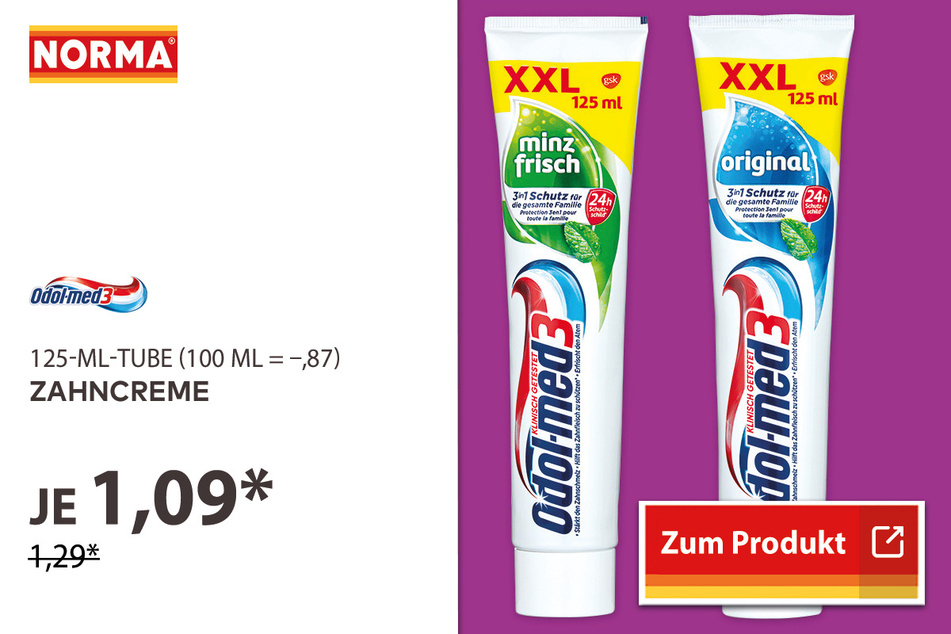 Zahncreme für 1,09 Euro