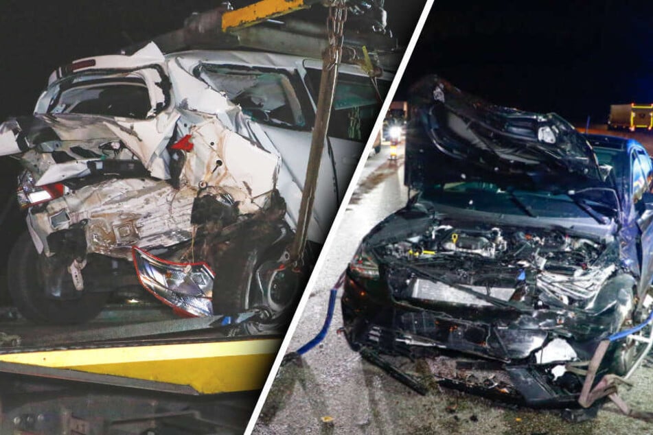 Unfall A8: Heftiger Unfall: Suzuki knallt in Betonwand, dann kracht Seat in den Kleinwagen