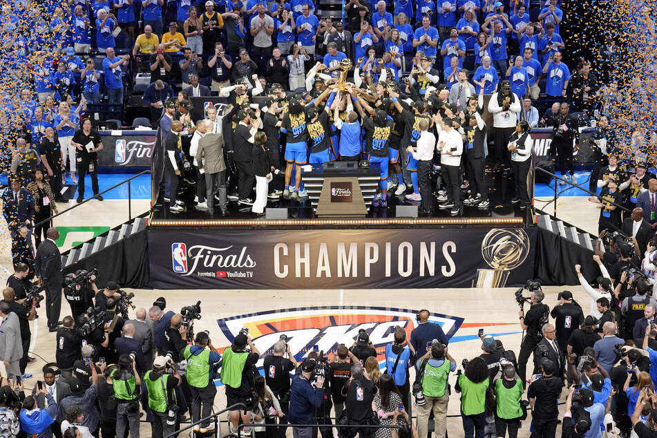 The Oklahoma City Thunder won its first NBA title since relocating from Seattle as it defeated the Indiana Pacers in Game 7 of the Finals.