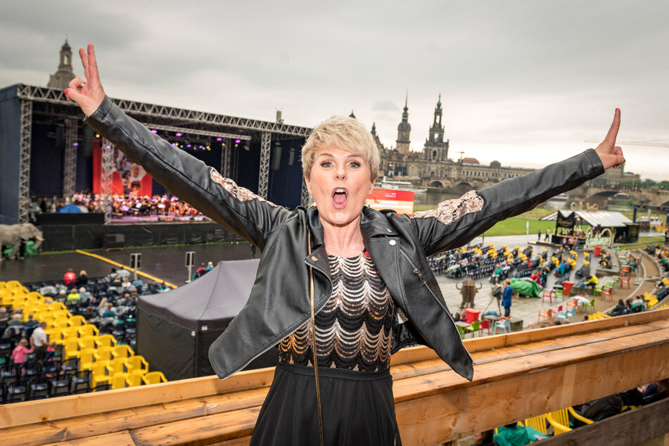 Immer positiv und für eine Sache zu begeistern - Linda Feller 2021 beim Hope-Charity-Open-Air auf dem Gelände der Filmnächte.