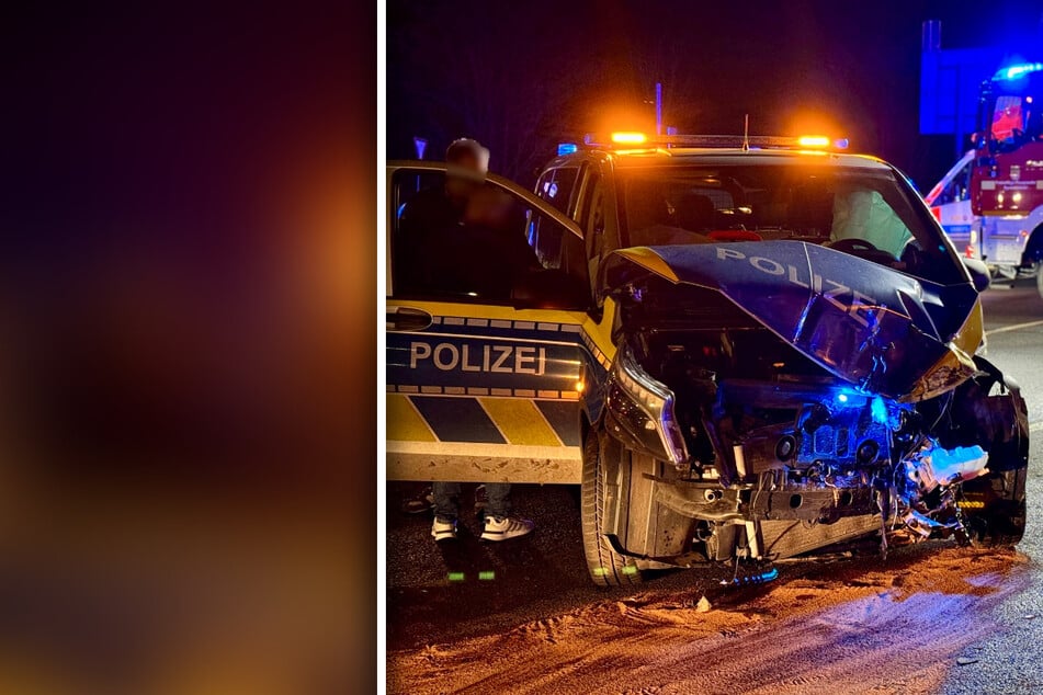 Polizeiauto fährt über Rot und kollidiert mit Bus: Zwei Beamte verletzt