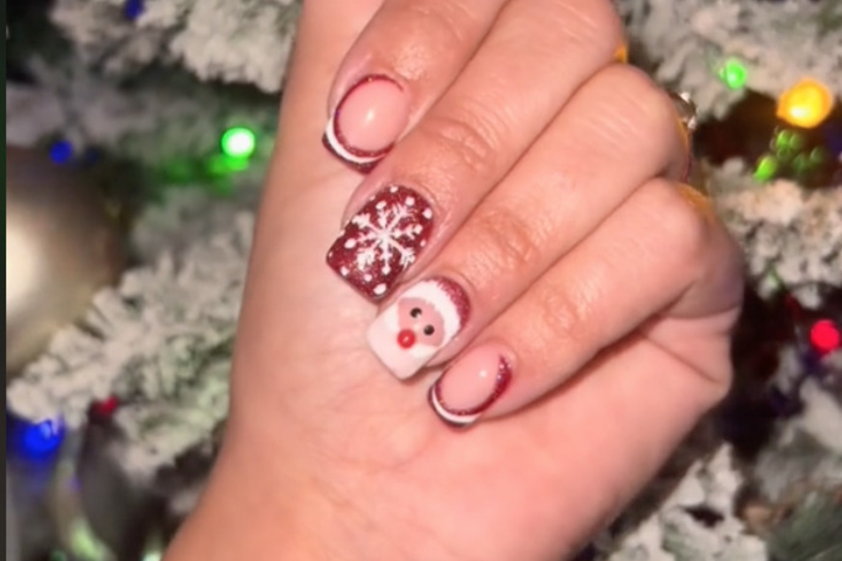 TikToker @kendallsmith.94 took viewers to see how they can achieve these Christmas-themed nails.