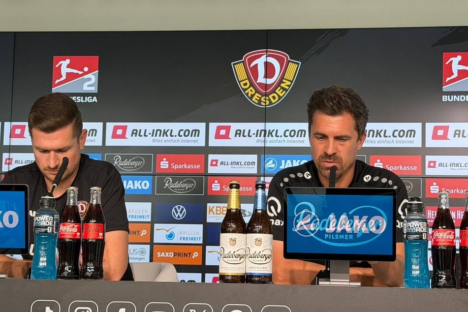 Muss verletzungsbedingt auf mehrere Spieler verzichten: Dynamo-Chefcoach Thomas Stamm (43, r.).
