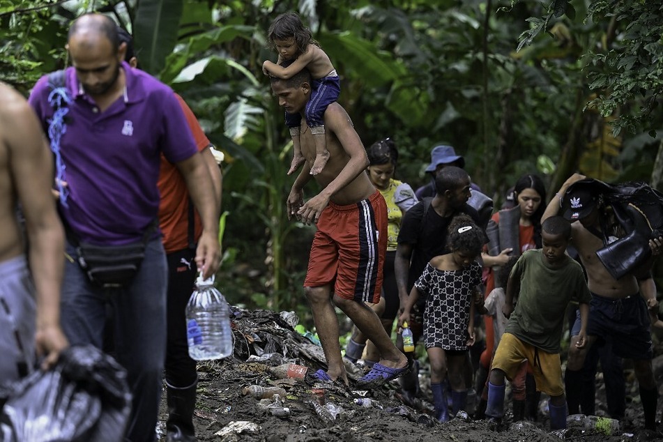 Venezuelan migrants arrive at Canaan Membrillo village, the first border control of the Darien Province in Panama.