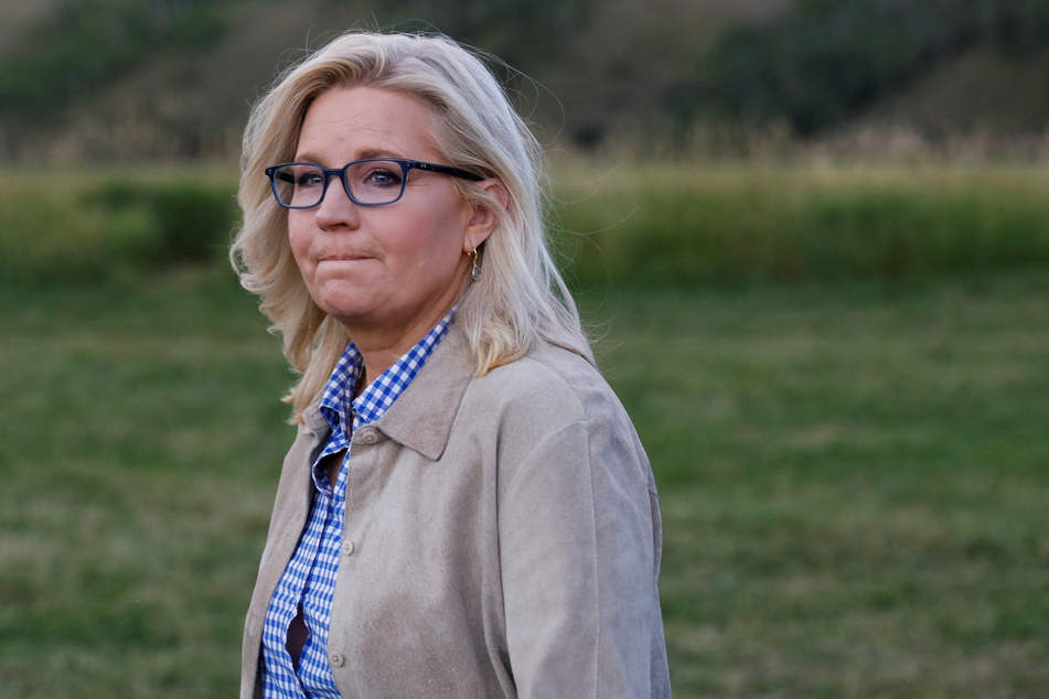 Wyoming's incumbent Republican Rep. Liz Cheney looks on during her primary election night party in Jackson.