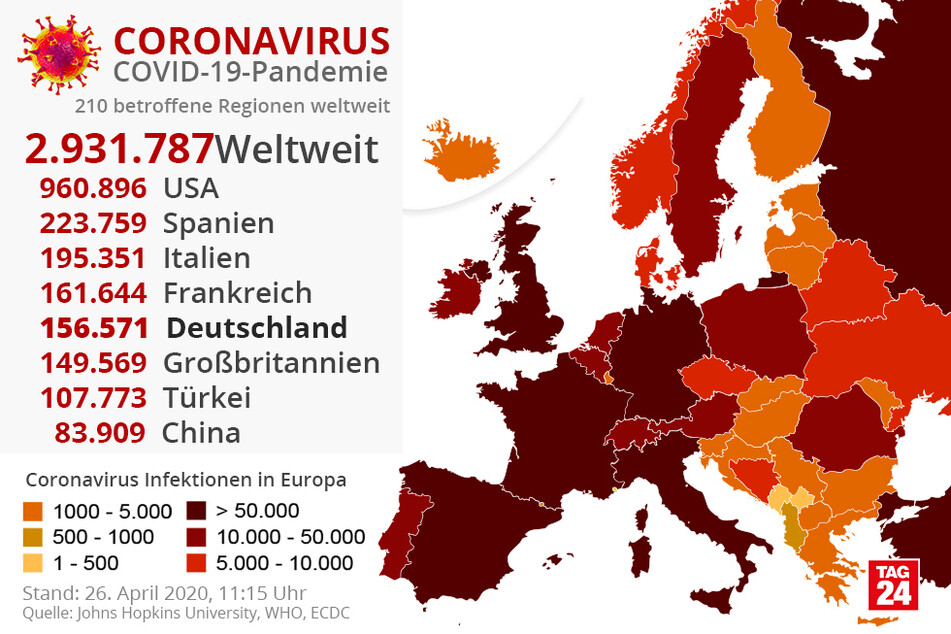 Die aktuellen Zahlen vom 26. April, 11.15 Uhr.