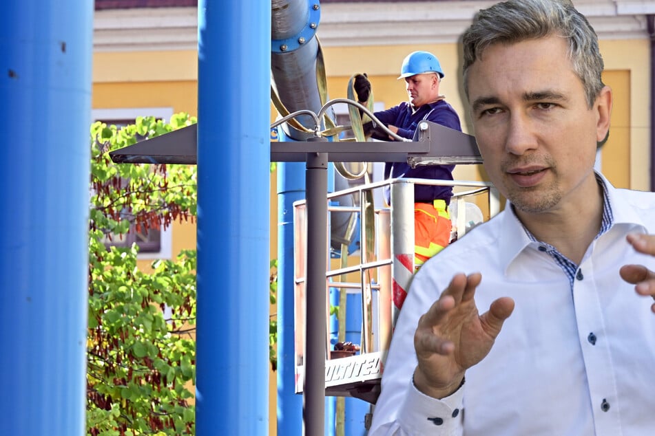 Dresden: Es geht los! Dresdens blaue Rohre verschwinden Stück für Stück