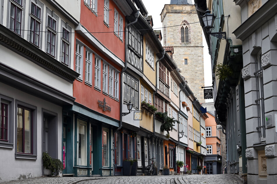Die menschenleere Innenstadt von Erfurt. Thüringen ist derzeit Deutschlands Corona-Hotspot Nummer eins.