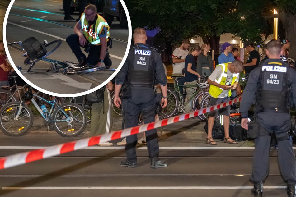 Großeinsatz im Leipziger Zentrum: Honda-Fahrer verursacht Sturz bei Fahrrad-Demo und flüchtet